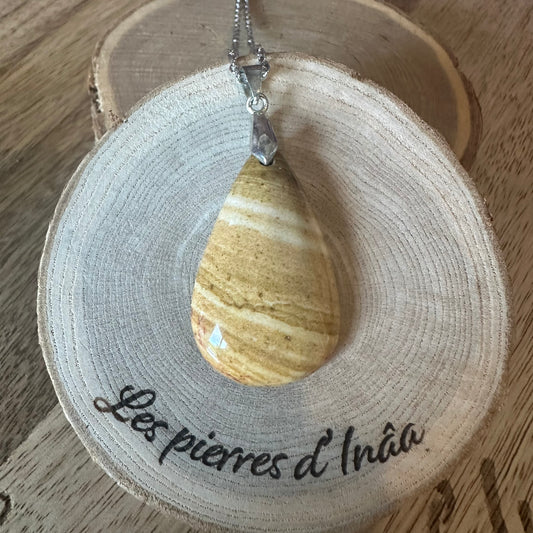 Pendentif Jaspe Jaune – Estime de soi & joie intérieure (Réf. 161)