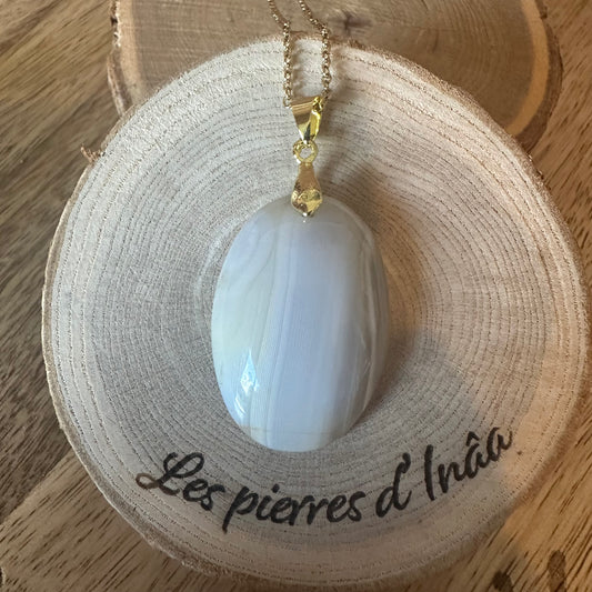 Pendentif Agate du Botswana – Optimisme, apaisement et estime de soi REF 72