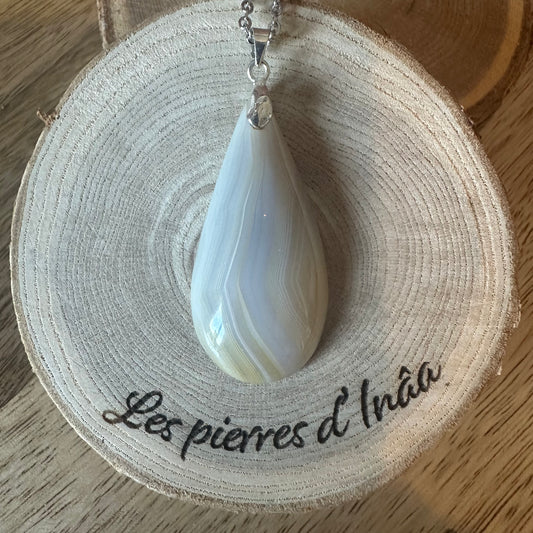 Pendentif Agate du Botswana – Optimisme, apaisement et estime de soi REF 94