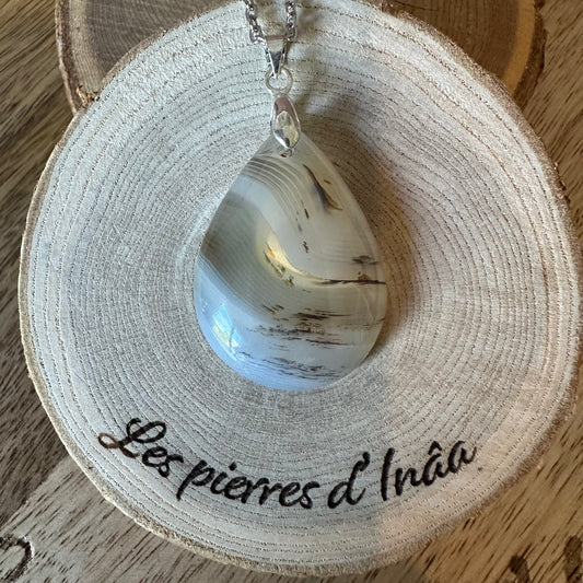Pendentif Agate du Botswana – Optimisme, apaisement et estime de soi REF 96