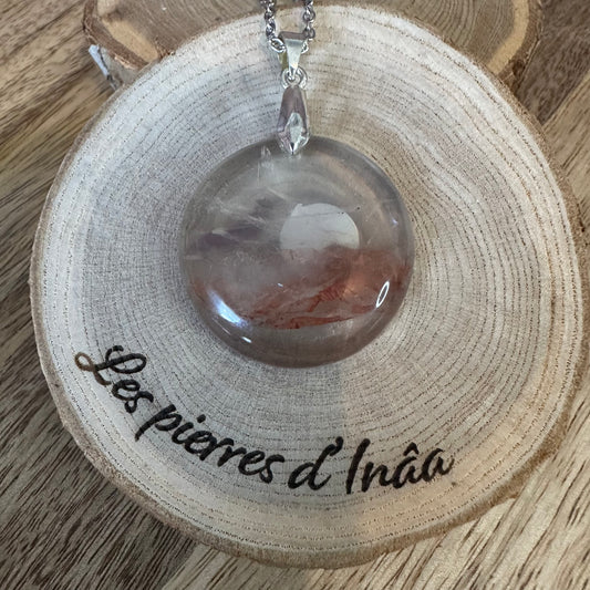 Pendentif quartz Hématoïde – Ancrage, Énergie et Protection - Réf 180