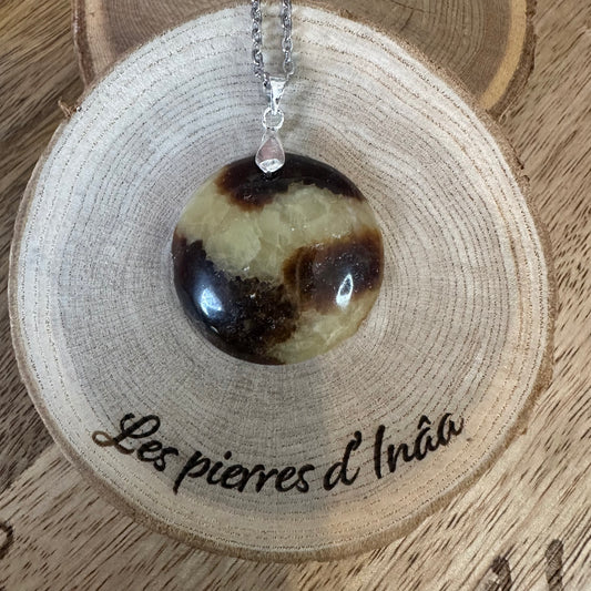 Pendentif en Septaria – Pierre de libération émotionnelle et d’harmonisation du plexus solaire | Réf. 186
