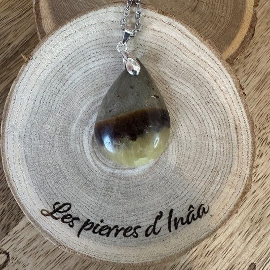 Pendentif en Septaria – Pierre de libération émotionnelle et d’harmonisation du plexus solaire | Réf. 187