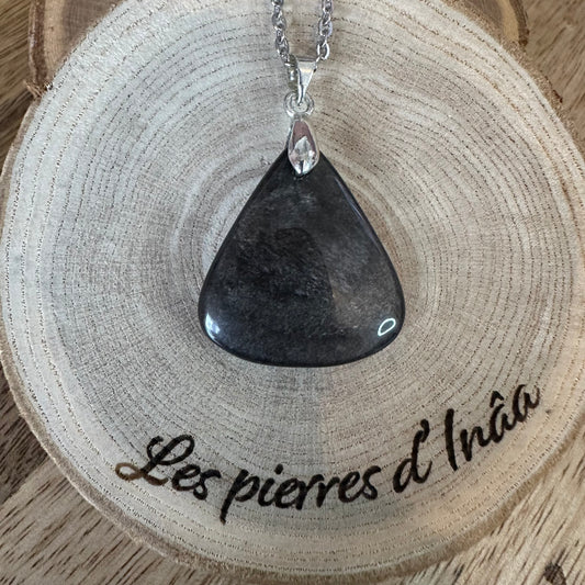 Pendentif Obsidienne Argentée – Protection, Libération | Réf. 188