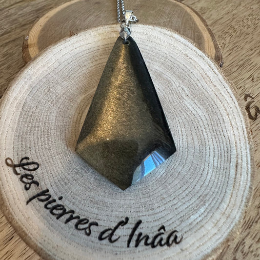 Pendentif en Obsidienne Dorée – Pierre de libération émotionnelle et d’ancrage puissant | Réf. 229