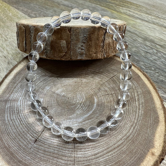 Bracelet Cristal de Roche 6mm – Amplification, Clarté et Connexion subtile (Qualité A)